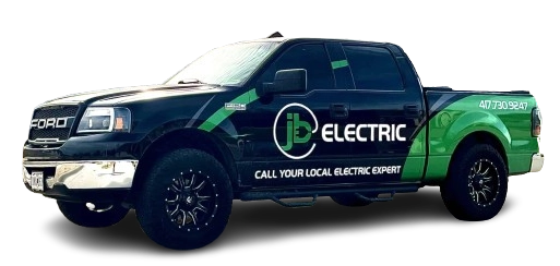 Green and black electric company truck