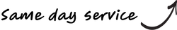 same day service with arrow pointing up