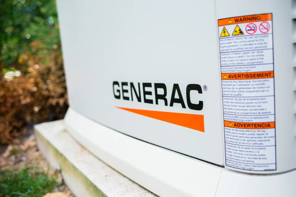 Generac generator with warning labels