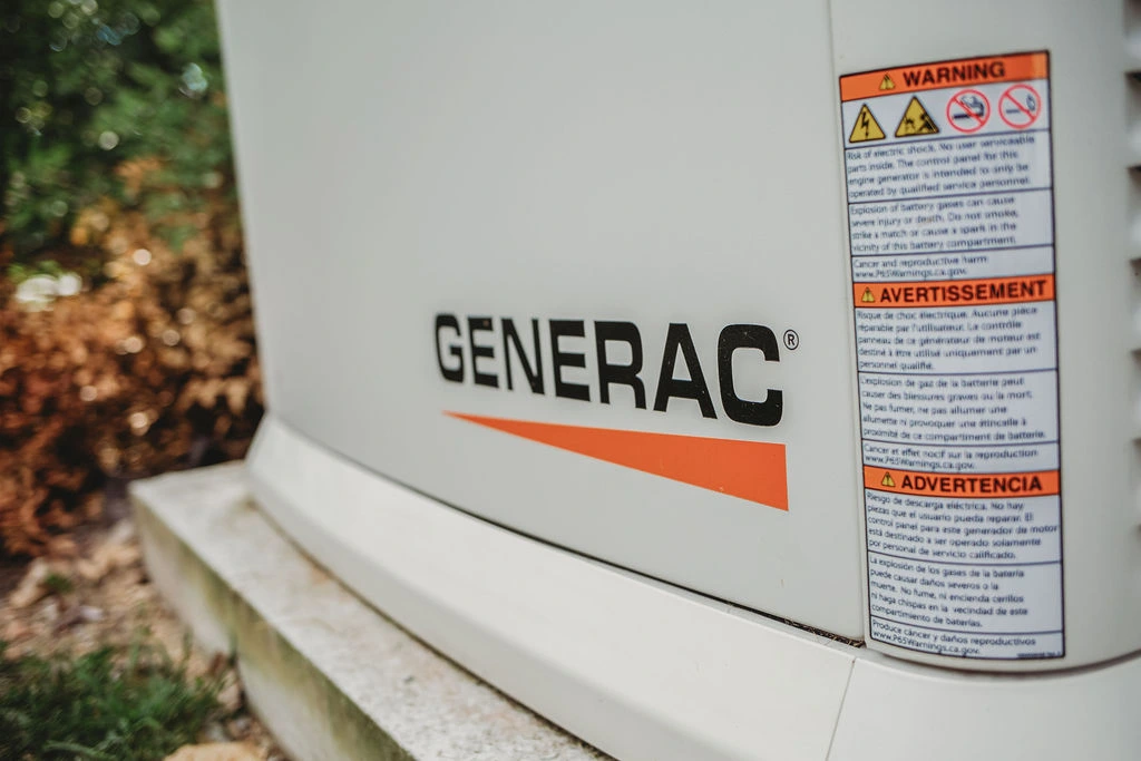 Generac generator with warning labels